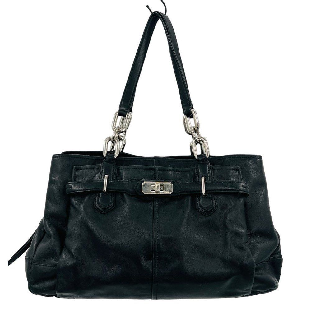 Coach Black Leather Multi Compartment Purse Bag
